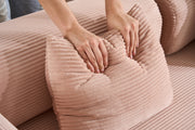 Convertible Sleeper Sofa Bed with Cylindrical Pillow, Corduroy Folding Mattress Couch with Fixed-Shape Frame, Floor Sofa Lounge Couch for Living Room Bedroom (Pink)