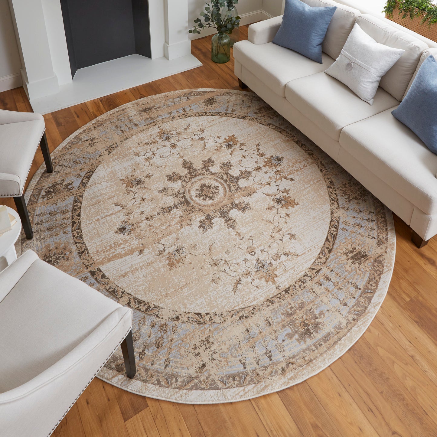 Celene Traditional Bordered, Tan/Brown/Gray