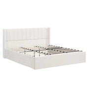 Large-capacity upholstered storage bed with drawers,Beige,King