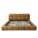 Switch Roswell Luxurious King Size Platform Bed with Biscuit-Tufted Vegan Leather Headboard in Tan, Durable Material, 95.1 x 95.5 x 39.2 Inches 2 image