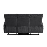 Reclining Sofa Set 3pc Dark Gray Sofa Loveseat Chair with Side Pockets Plush Foam Comfort Modern Wall-Hugger Design Living Room Furniture