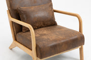 Mid Century Modern Accent Chair with Solid Wood Frame, Upholstered Living Room Chairs with Waist Cushion, Reading Armchair for Bedroom Sunroom