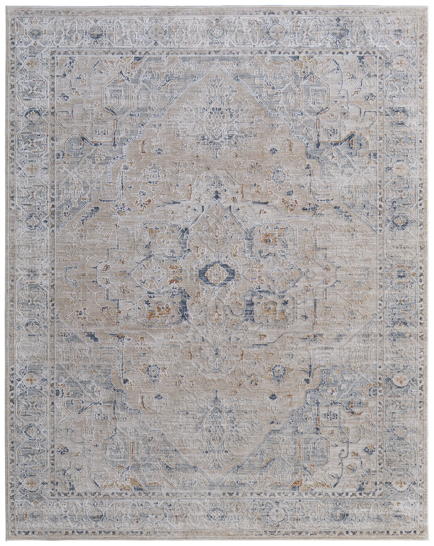 Pasha Transitional Medallion, Ivory/Taupe/Blue