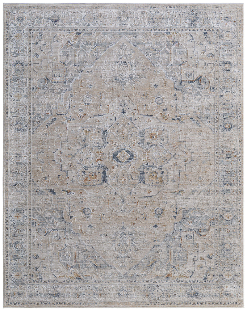 Pasha Transitional Medallion, Ivory/Taupe/Blue
