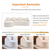 Boneless L-Shape Sectional Sofa with Curved Chaise,White Modular Chenille Compression Couch,30D High-Density Foam,Minimalist Modular Couches Sleeper for Living Room Bedroom Apartment Lounge.