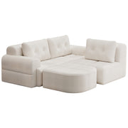 Modular Sectional Sofa Couch with Chaise, Full-Foam Structure, Compression Packaging Design, Woven Texture Upholstery, Oversized Modern Sofa for Living Room