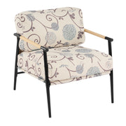 27.56' Modern Accent Chair with Plush Cushions, Minimalist Metal Frame, and Wooden Armrest Design – Perfect for Cozy Living Room, Bedroom, or Office Seating