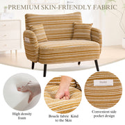 Modern style two-seater sofa with ultra-comfortable armrests, armrest pillows, and storage pockets, deep-seated two-seater sofa, comfortable modern sofa for bedroom, small spaces, apartments, and offi