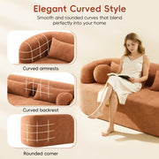 [NEW]86' Chenille Boneless Couch, Upholstered Sofa with Pillows, No Assembly Curved Cloud Couch with High-Density Foam, 3-Seater Luxury Modern Compressed Sofa for Living Room&Apartment
