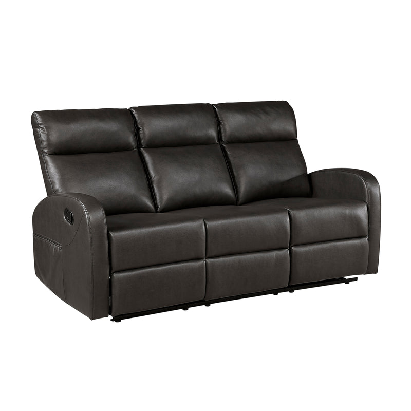 Reclining Sofa Set 2pc Espresso Faux Leather Sofa Loveseat with Side Pockets Plush Foam Comfort Modern Wall-Hugger Design Living Room Furniture