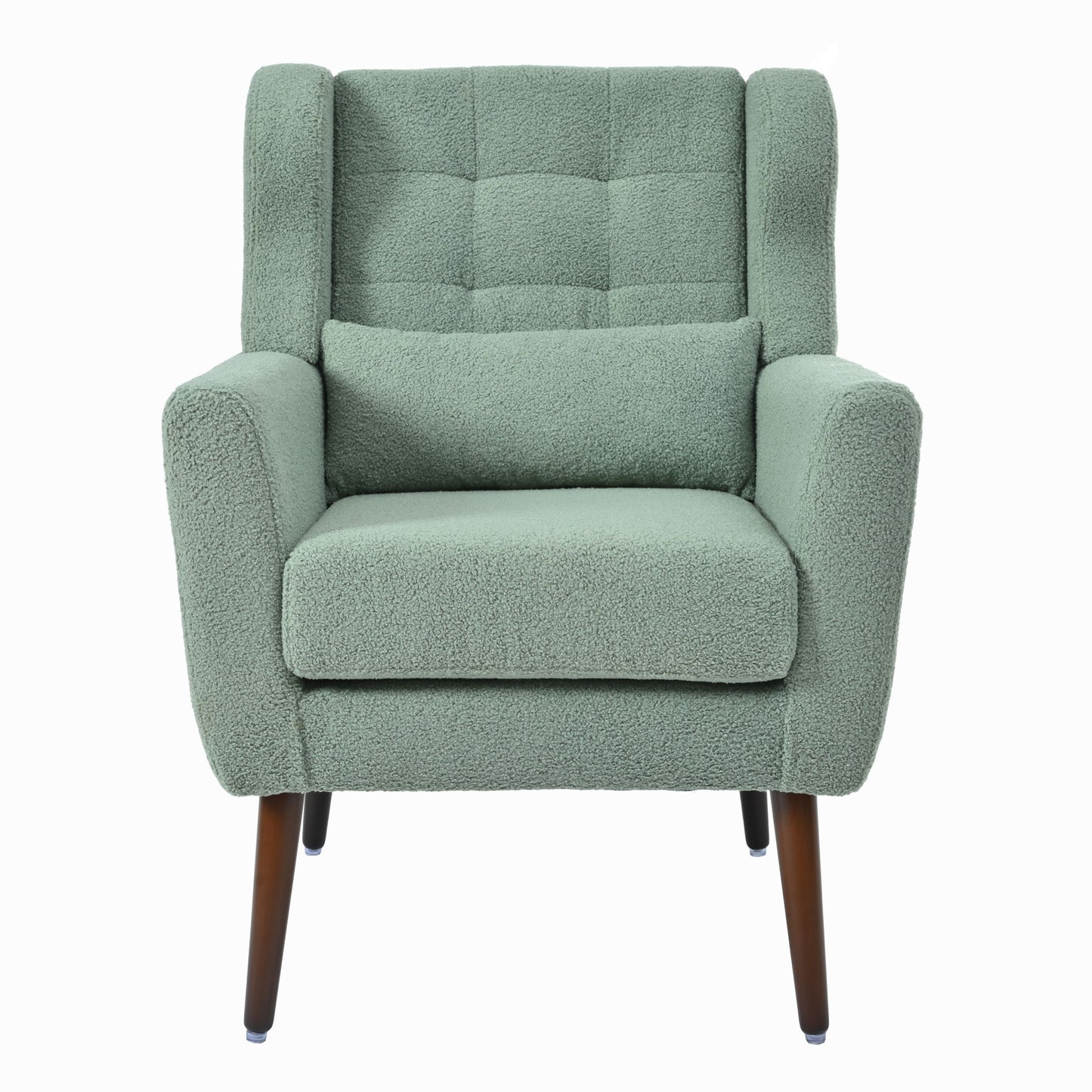 Modern Accent Chair, Teddy Fabric Living Room Chairs Comfy Reading Chair, Mid Century Accent Chair, Lounge Arm Chairs Armchair For Living Room Bedroom - Light Green