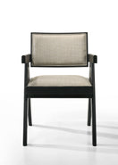 Switch Jasper - Dining Arm Chairs With Upholstered Seat (Set of 2) - Ebony Black / Beige 3 image