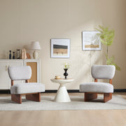[Set of 2] Modern Grey Lounge Chair with Polyester Upholstery, Sturdy Wood Base With Walnut Finish, Minimalist and Stylish Accent Seating for Living Room, Bedroom, or Office