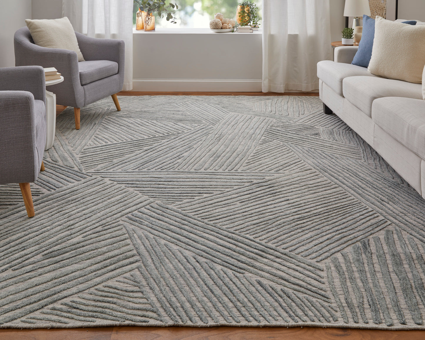 Elias Modern Abstract, Green/Ivory/Tan