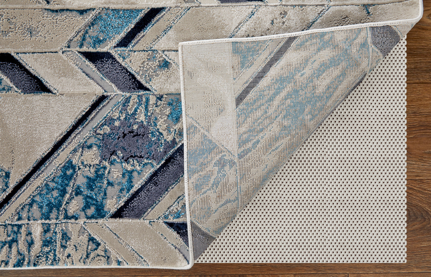 Indio Modern Herringbone, Ivory/Blue/Gray