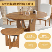 TOPMAX Modern 5-Piece Extendable Round Dining Table Set with 16.2inch Removable Leaf for Small Places, Walnut(old sku:SP000062)