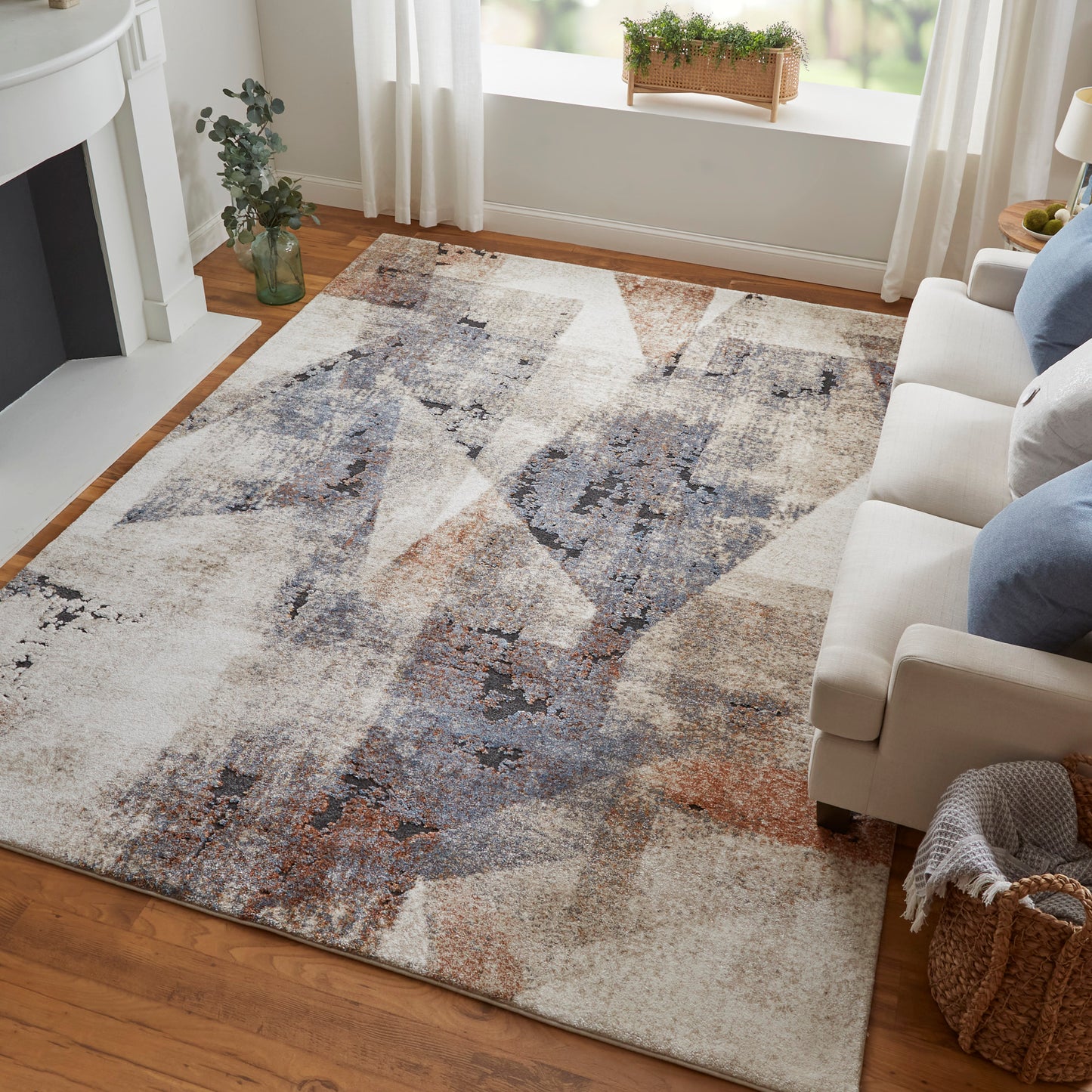 Gilmore Modern Color Block, Blue/Ivory/Taupe