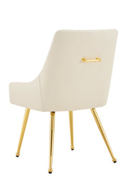 Leather Upholstered Modern Dining Chair with Diamond Tufted Button Back - Dining Room Negotiation Room Cafe Office Accent Chair (Off White, Set of 2)