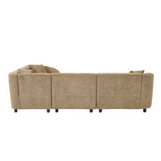 L-Shaped Curved Contemporary Sectional Sofa in Camel: Plush 4-Seater, Sculptural Design & Premium Bouclé Upholstery – Modern Luxury for Spacious Living