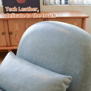 Cute Accent Chair with Solid Wood Legs, Faux Leather Living Room Chair with Soft Cushion, Cozy Bedroom Chair, Comfy Armless Reading Chair for Apartment, Waiting Room, Balcony (Blue)