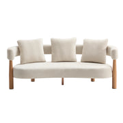 Luxe 76.5 in. Curved 3 Seater Modern Upholstered Chenille Sofa,Beige