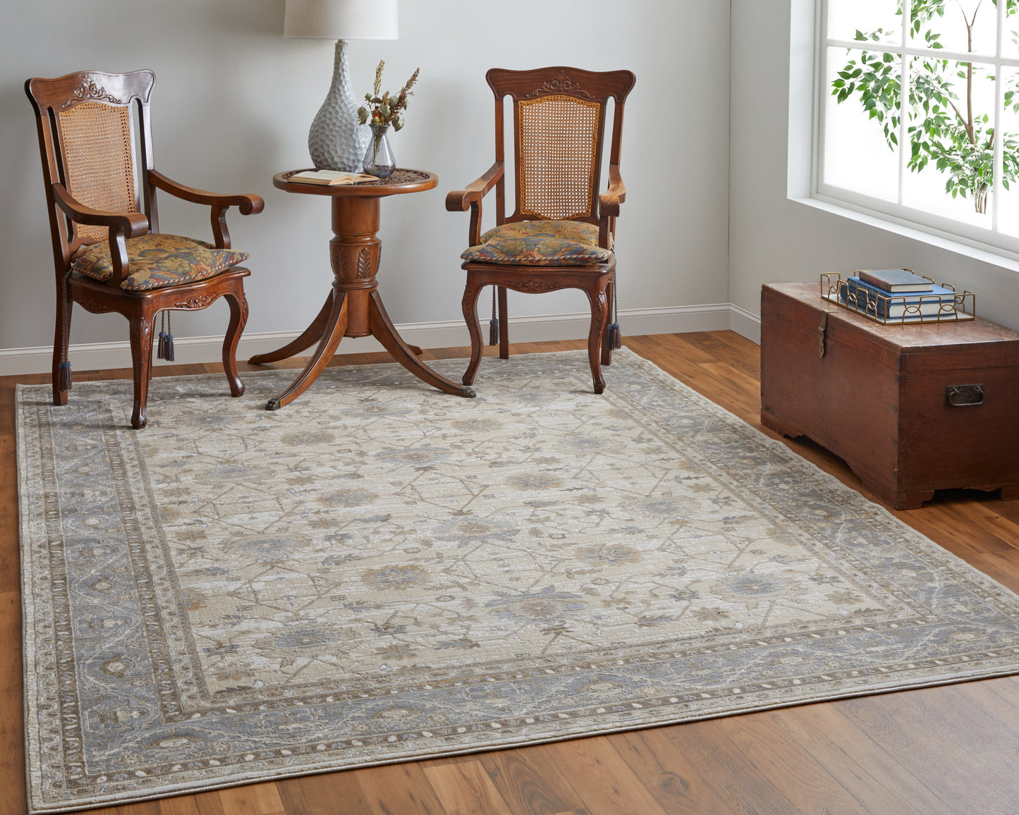 Celene Traditional Bordered, Tan/Ivory/Gray