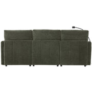 Modern Modular U-Shaped Sofa Bed With Movable Ottoman, USB Ports, Phone Holder