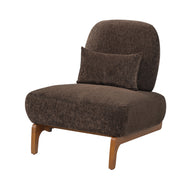 Modern Armless Accent Chair with Curved Wood Base, Linen Upholstered Slipper Chair with Lumbar Pillow, High-Back Lounge Chair for Living Room, Bedroom & Reading Nook,