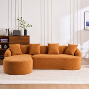 Boneless L-Shape Sectional Sofa with Curved Chaise,Orange Modular Chenille Compression Couch,30D High-Density Foam,Minimalist Modular Couches Sleeper for Living Room Bedroom Apartment Lounge.