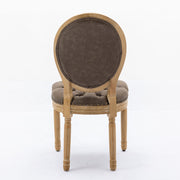 French Style Solid Wood Frame Antique Painting, Hand-Pulled Buckle Decoration Artificial Dining Chair With Nailhead Trim, Wood Legs