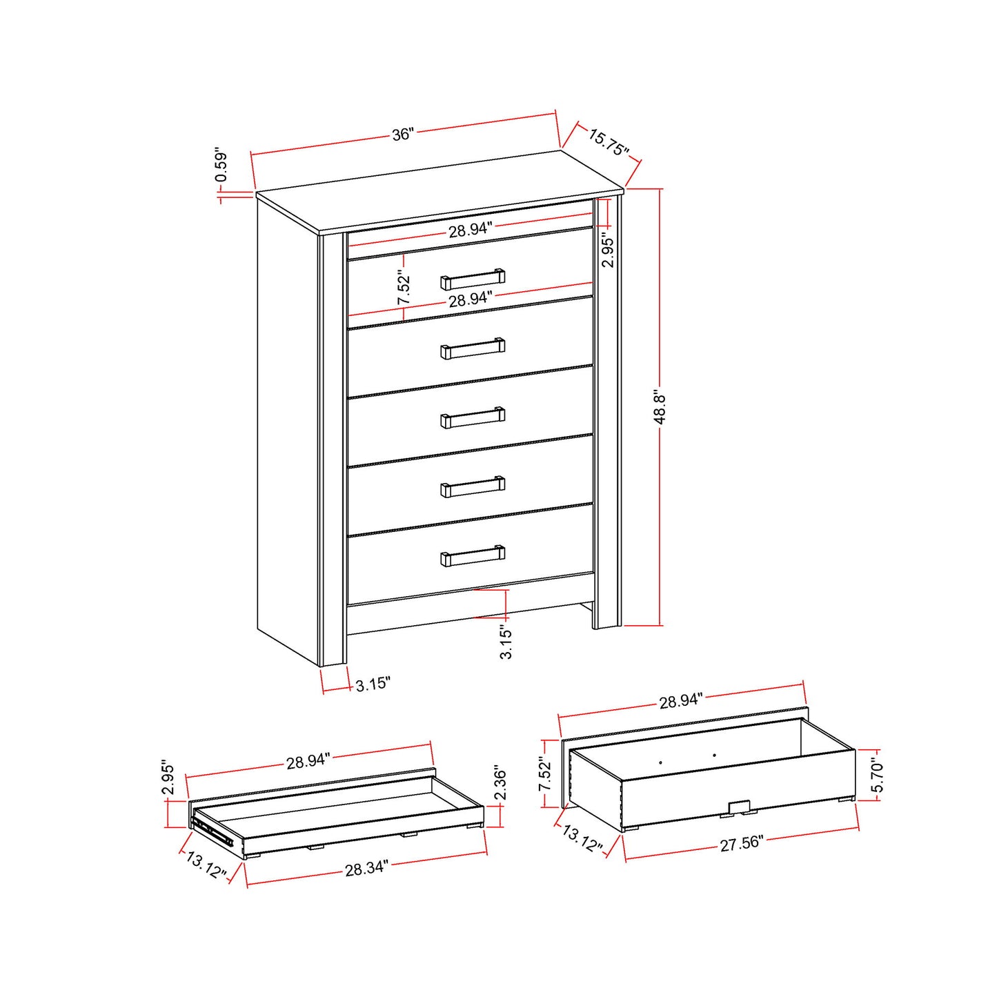 Lorenzo - 5 Piece Bedroom Set With Glittered Detailing