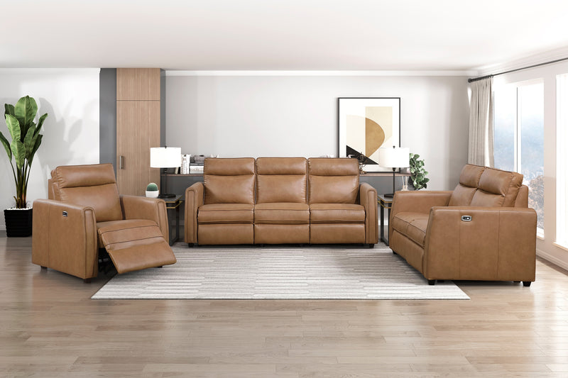 Modern Brown Power Recliner Sofa Set 3pc Sofa Loveseat Chair USB Ports Zero Wall Reclining Design Faux Leather Upholstery Furniture