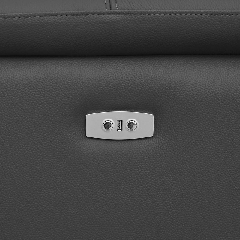 4 Seats Wall-Hugger Reclining Sofa Modern Electric Control Genuine Leather L Shaped Couch,Lounge Seat Theater Seating Furniture with USB Port, Sofa with Headrest & Footrest for Living Room,Apartment