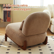 Cute Accent Chair with Solid Wood Legs, Living Room Chair with Soft Fabric Cushion, Cozy Bedroom Chair, Comfy Armless Reading Chair for Apartment, Waiting Room, Balcony (Camel)