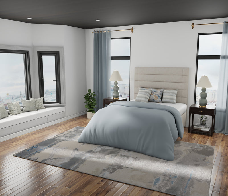 Azure Modern Watercolor, Ivory/Gray/Blue