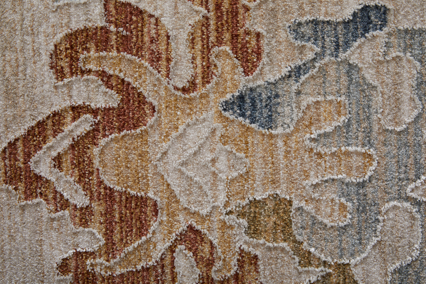 Pasha Transitional Floral & Botanical, Ivory/Blue/Gold
