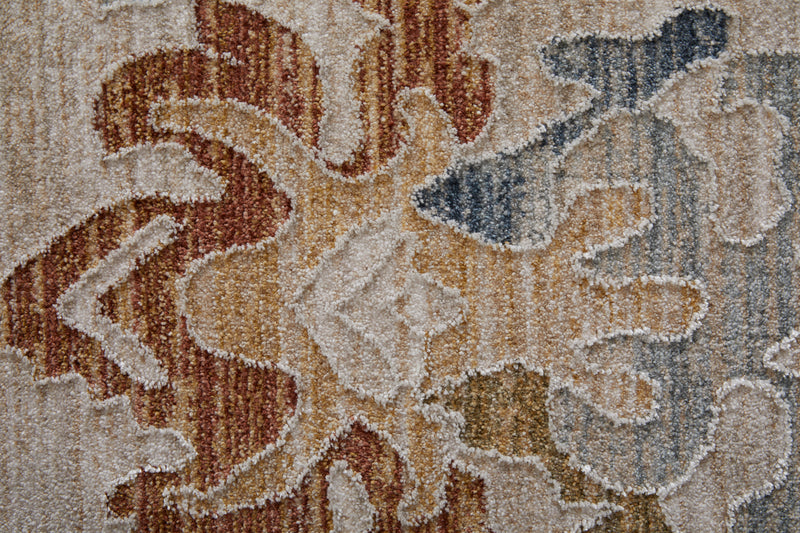 Pasha Transitional Floral & Botanical, Ivory/Blue/Gold