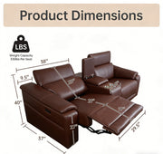 Power Loveseat Recliner Sofa, Reclining Sectional Sofa with Adjustable Headrest & Power Recline, Breathable Leather with Storage Console & USB Ports, Easy Assembly Living Room Furniture Sets