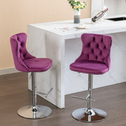 Swivel Barstools Adjusatble Seat Height From 25-33", Modern Upholstered Base Bar Stools With Backs Comfortable Tufted For Home Pub And Kitchen Island (Set of 2)