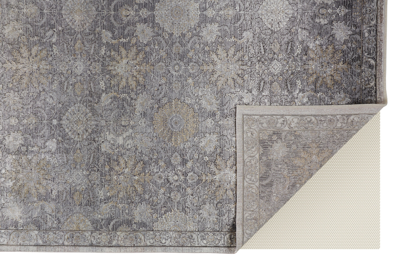 Sarrant Transitional Damask, Gray/Silver/Tan