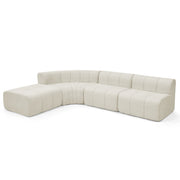 Modern Semi-Curved Modular Sectional Sofa, Vertical Stitched Chenille Soft Couch with Movable Adjustable Ottoman, Rounded Edge Wear-resistant All Season Comfort Floor Sofa for Indoor Use-Beige