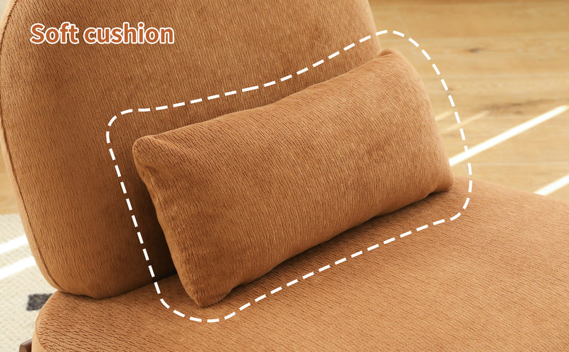 Cute Accent Chair with Solid Wood Legs, Living Room Chair with Soft fabric Cushion, Cozy Bedroom Chair, Comfy Armless Reading Chair for Apartment, Waiting Room, Balcony,Set of 2 (Caramel)