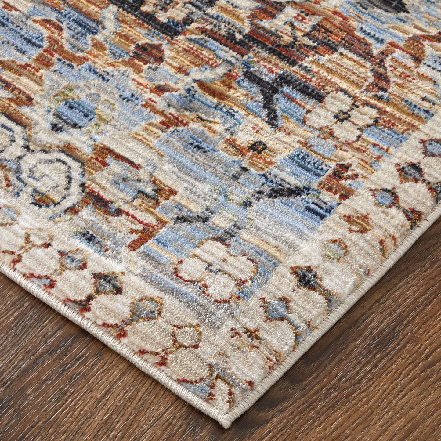Melrose Transitional Distressed, Ivory/Red/Blue