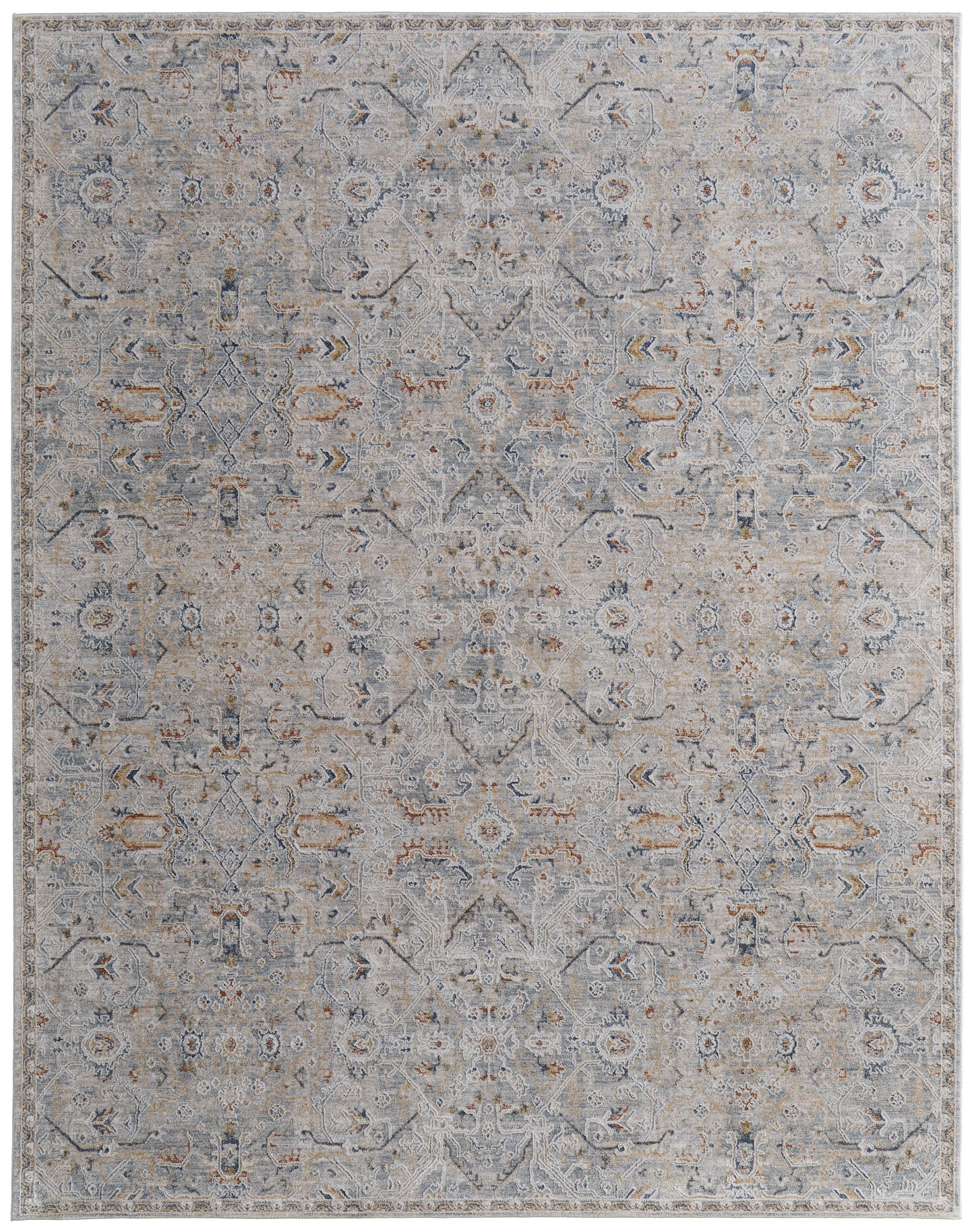 Pasha Transitional Distressed, Ivory/Blue/Tan