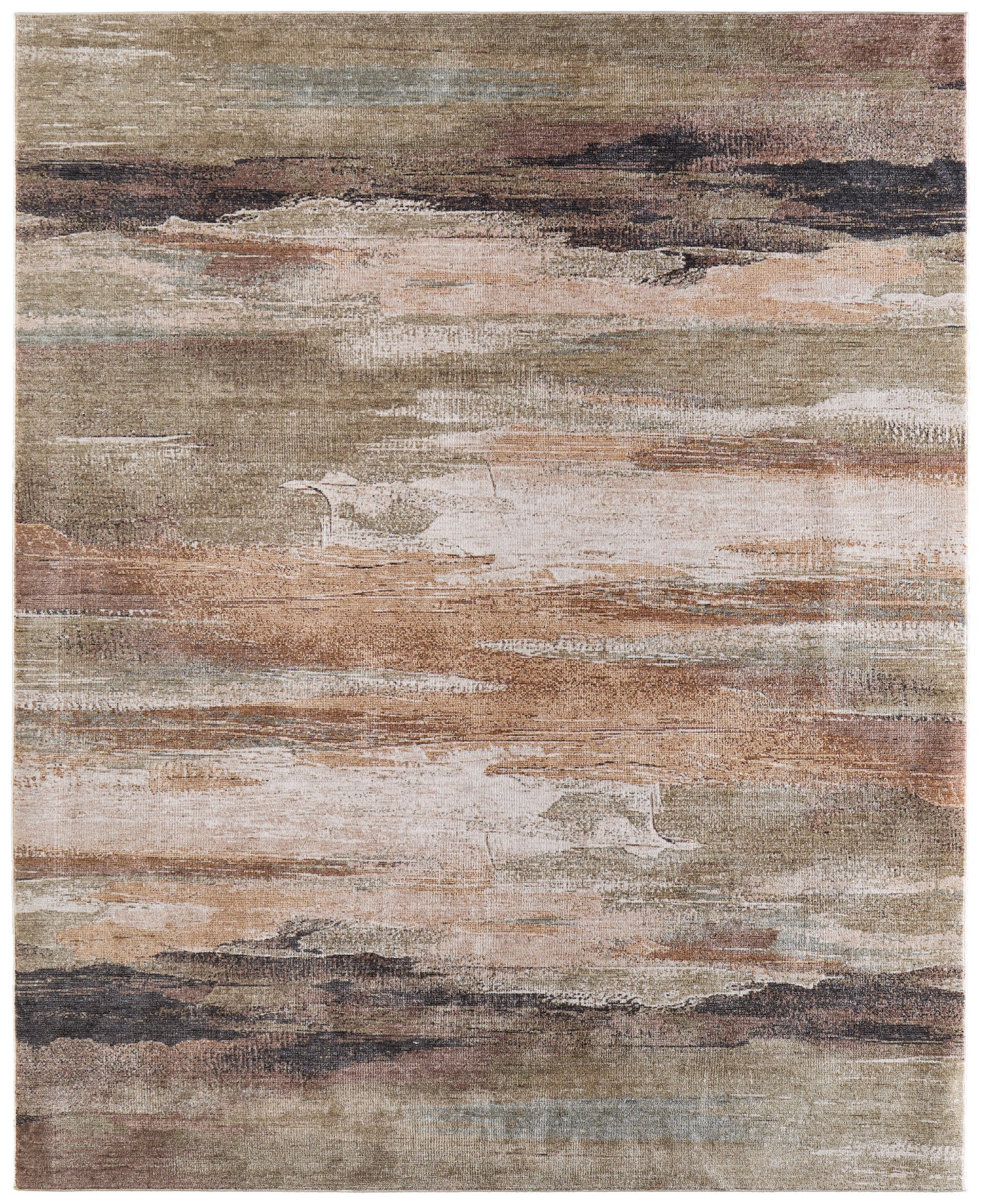 Pearson Modern Abstract, Green/Ivory/Brown