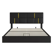 2-Pieces Bedroom Sets,Queen Size Upholstered Platform Bed with Hydraulic Storage System,Storage Ottoman with Metal Legs,Black(Old SKU:N733S207778B)