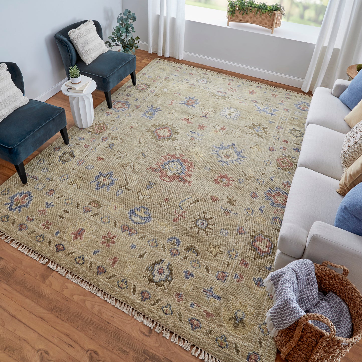 Fillmore Transitional Floral & Botanical, Brown/Tan/Blue
