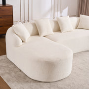 Boneless L-Shape Sectional Sofa with Curved Chaise,White Modular Chenille Compression Couch,30D High-Density Foam,Minimalist Modular Couches Sleeper for Living Room Bedroom Apartment Lounge.