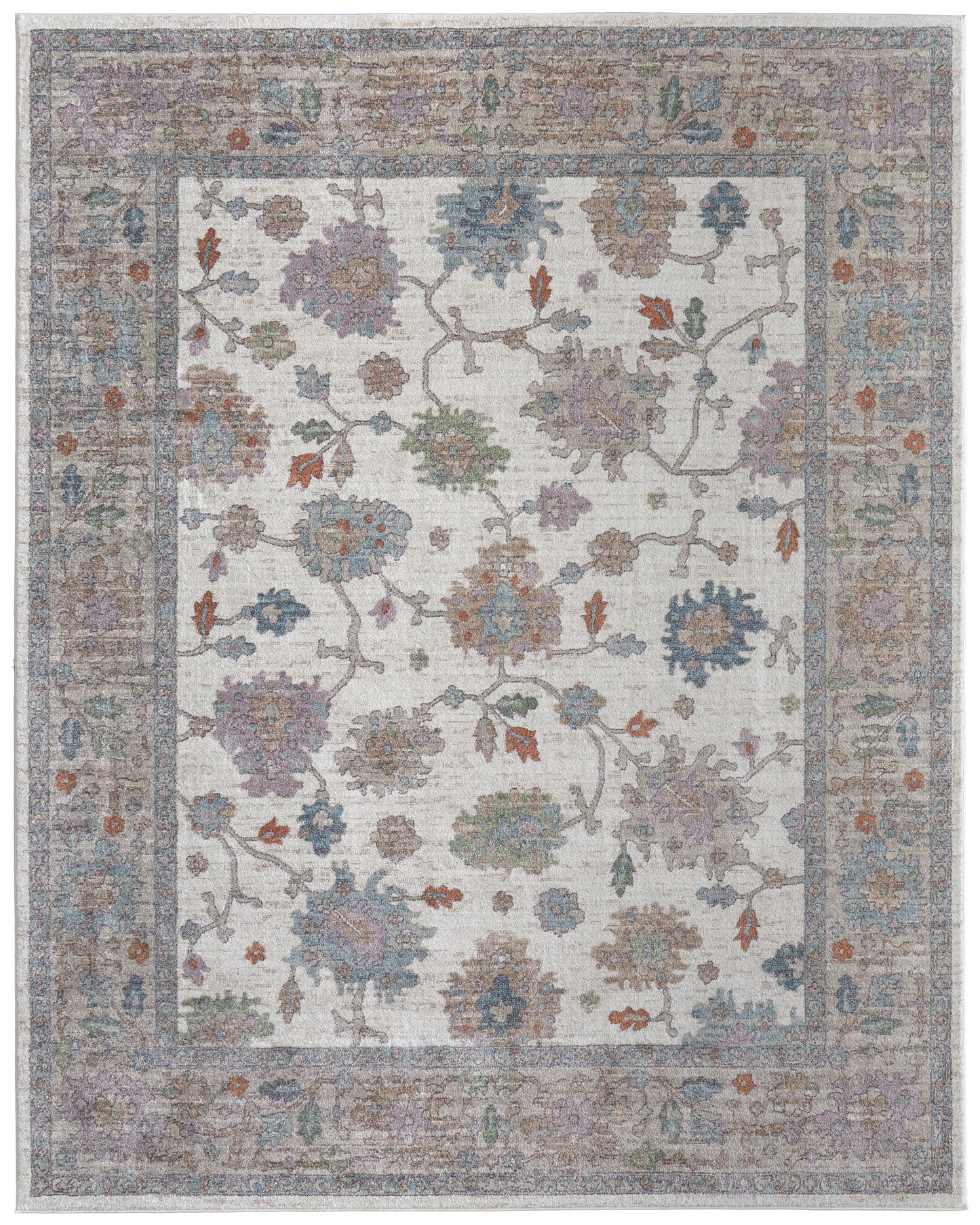 Dartmouth Transitional Floral & Botanical, Ivory/Brown/Blue