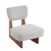 [Set of 2] Modern Grey Lounge Chair with Polyester Upholstery, Sturdy Wood Base With Walnut Finish, Minimalist and Stylish Accent Seating for Living Room, Bedroom, or Office